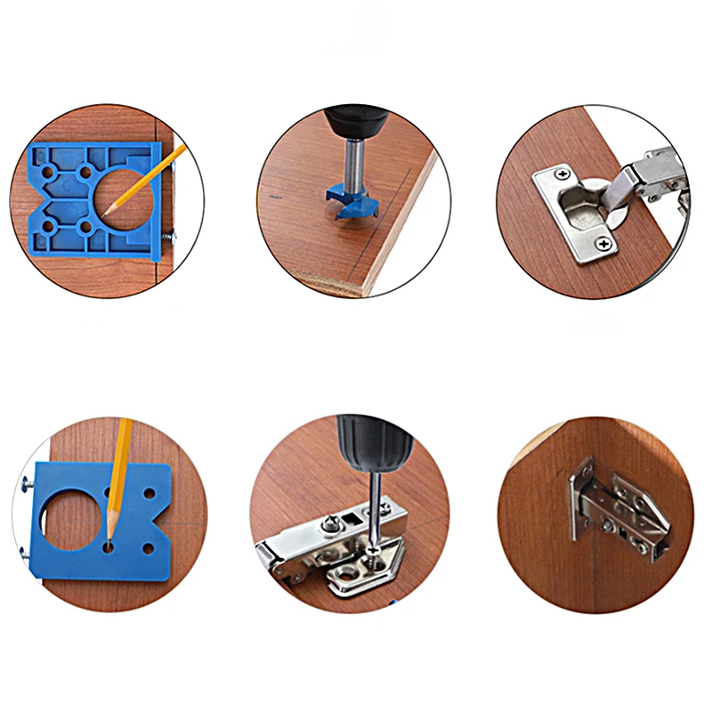 Imagem -06 - Carpintaria Perfuração Guia Localizador 35 mm Dobradiça Abertura Localizador Broca Conjunto Painel Porta do Armário Aparelhos de Instalação Perfuração Furadeira Ferramentas Ferramentas Kit Furadeira